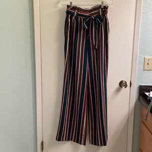 Express Striped Paper Bag Waist Pants